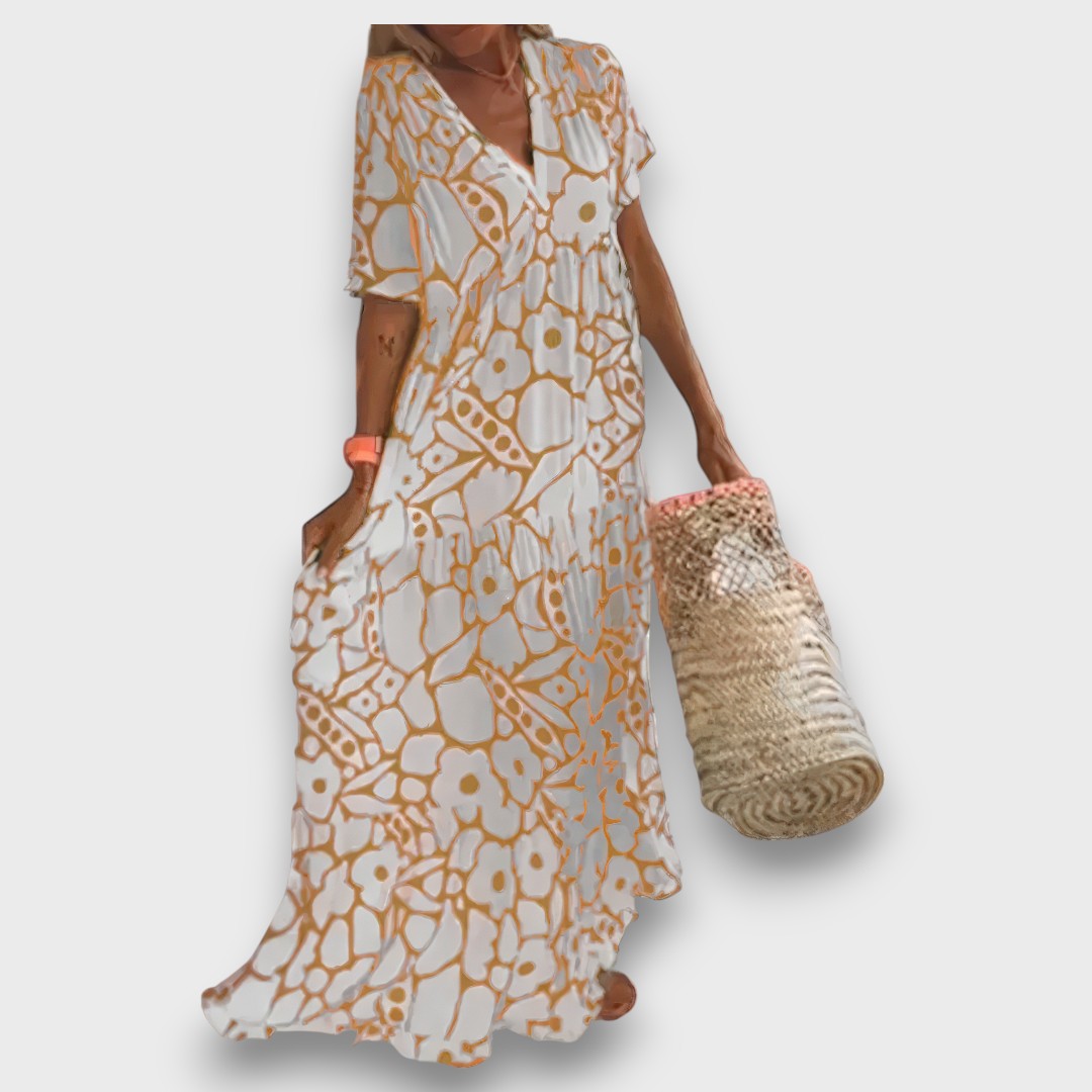 Nuala – Long Floral Dress with Buttons