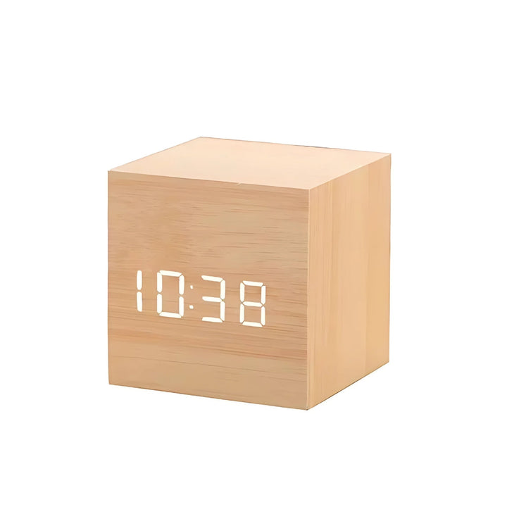 Wooden LED Alarm Clock – Cube