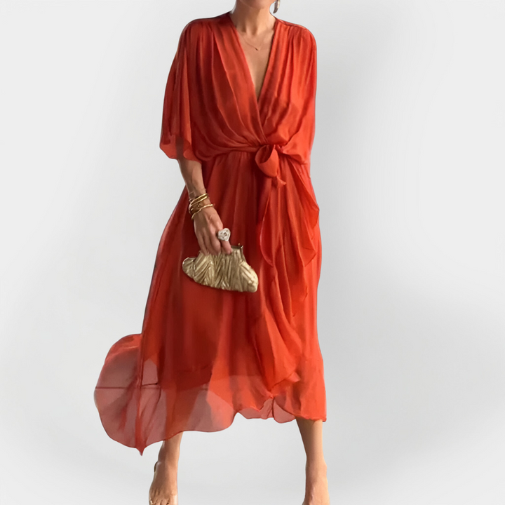 Sinéad – Silk Dress with V-Neck