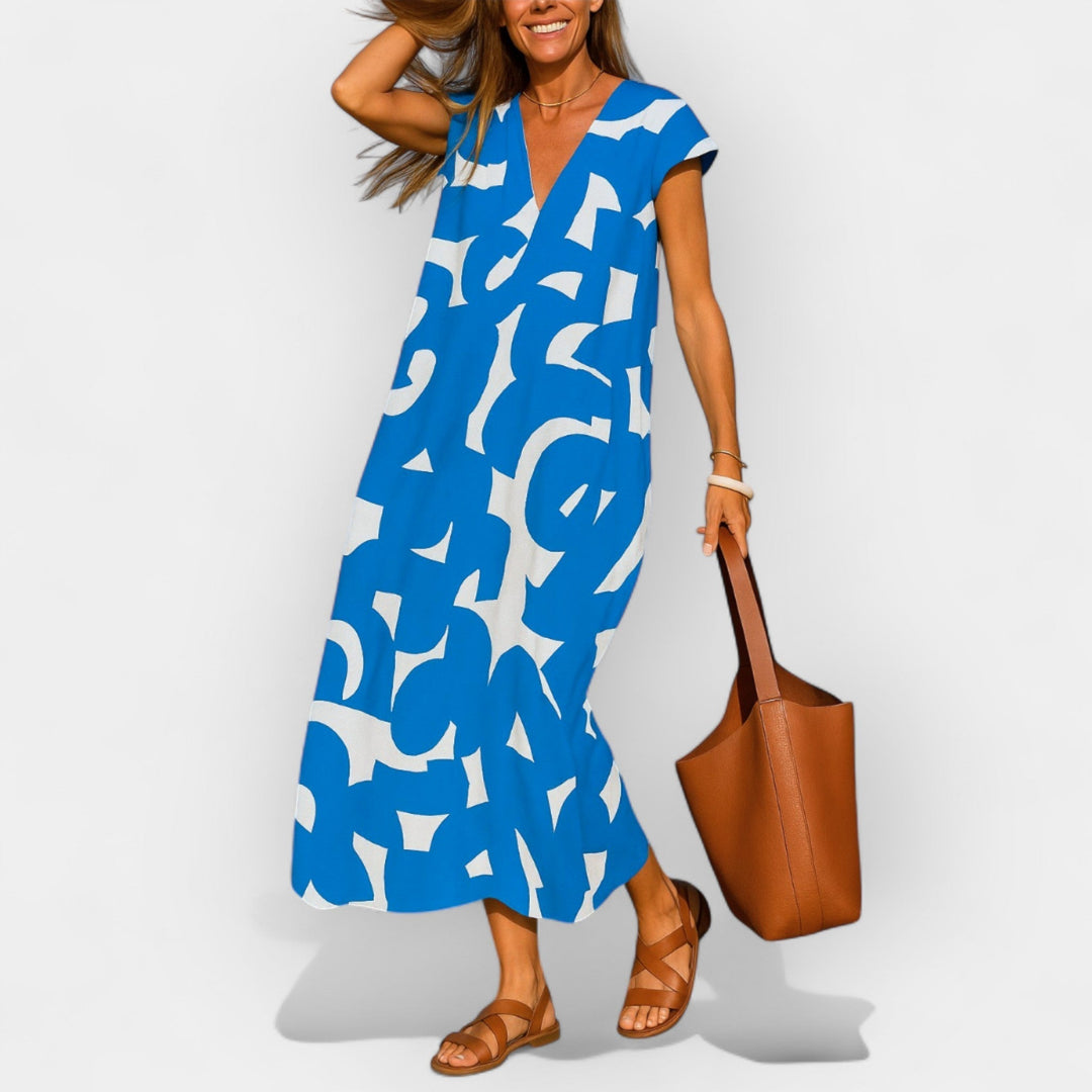 Aoibhinn – Sheer V-Neck Dress with Modern Design