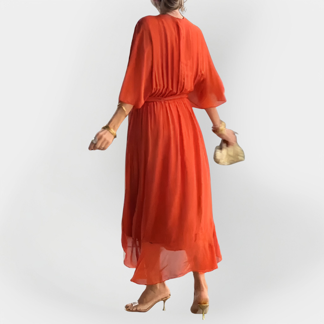 Sinéad – Silk Dress with V-Neck