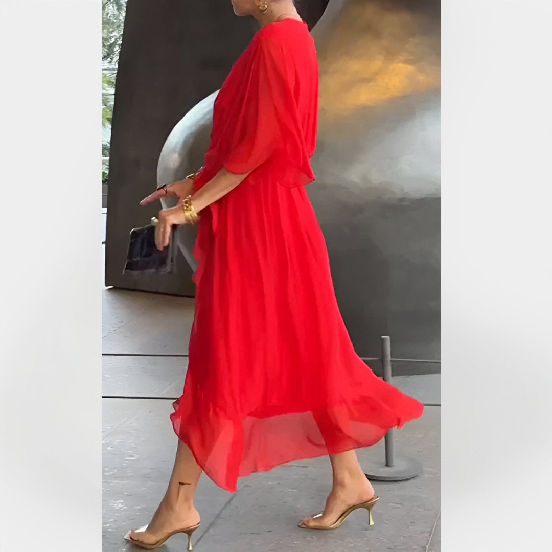 Sinéad – Silk Dress with V-Neck