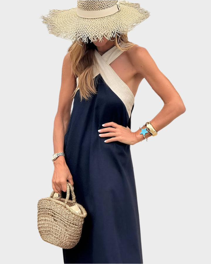 Ciara – Elegant Dress with Open Back and Crossover Neckline
