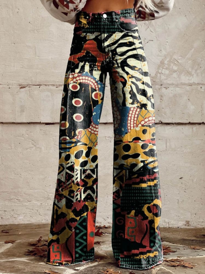 Doireann – Elegant Wide Trousers with Artistic Print