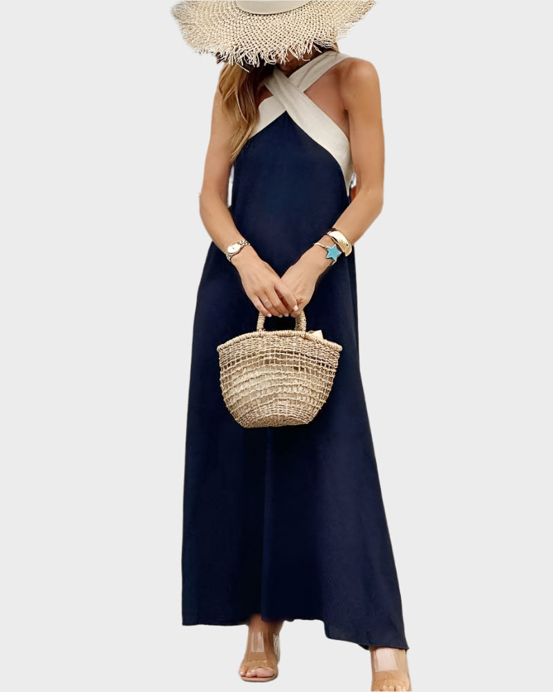 Ciara – Elegant Dress with Open Back and Crossover Neckline