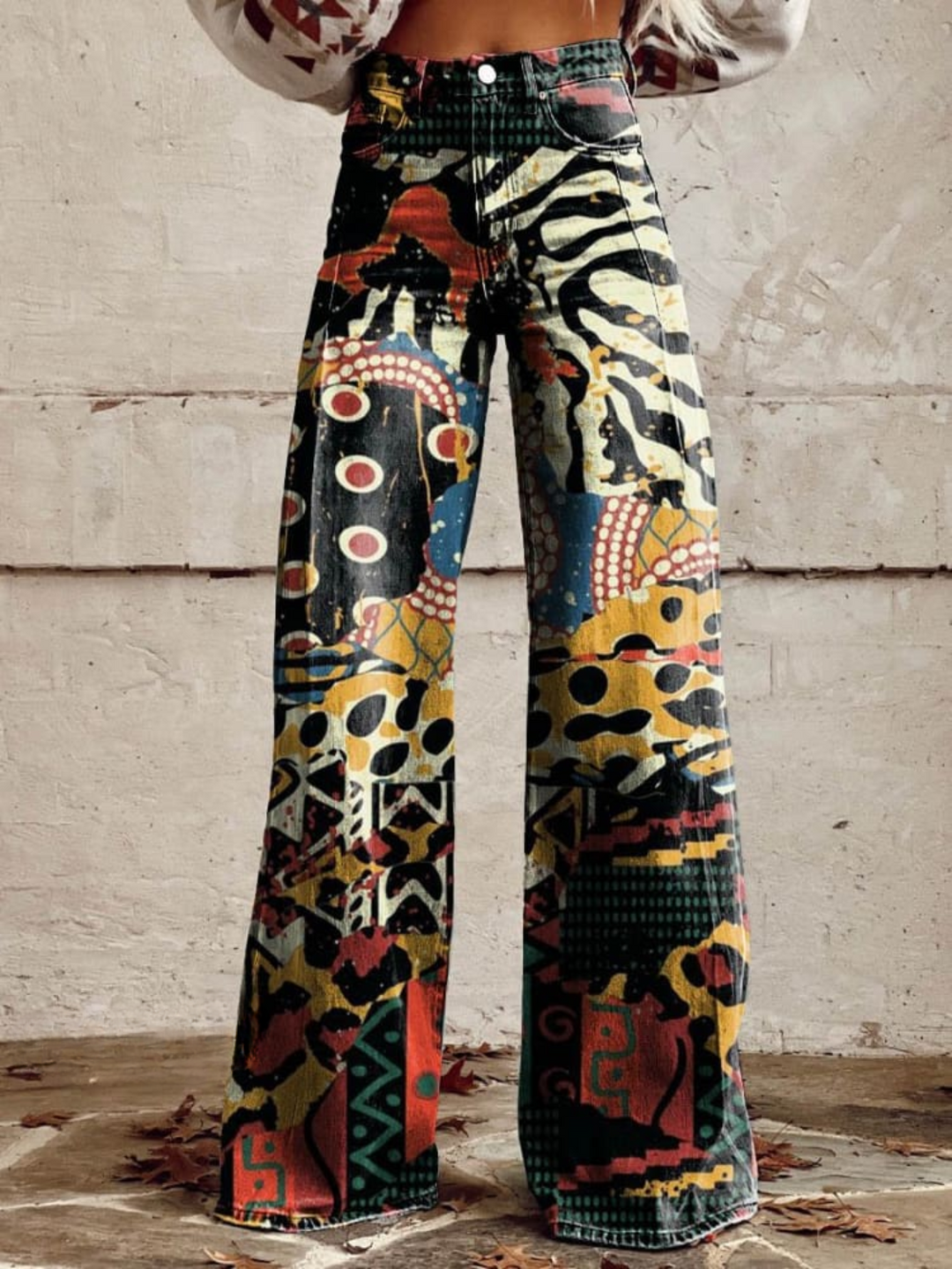 Doireann – Elegant Wide Trousers with Artistic Print