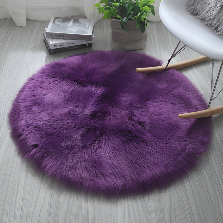 Round Fluffy Rug – White