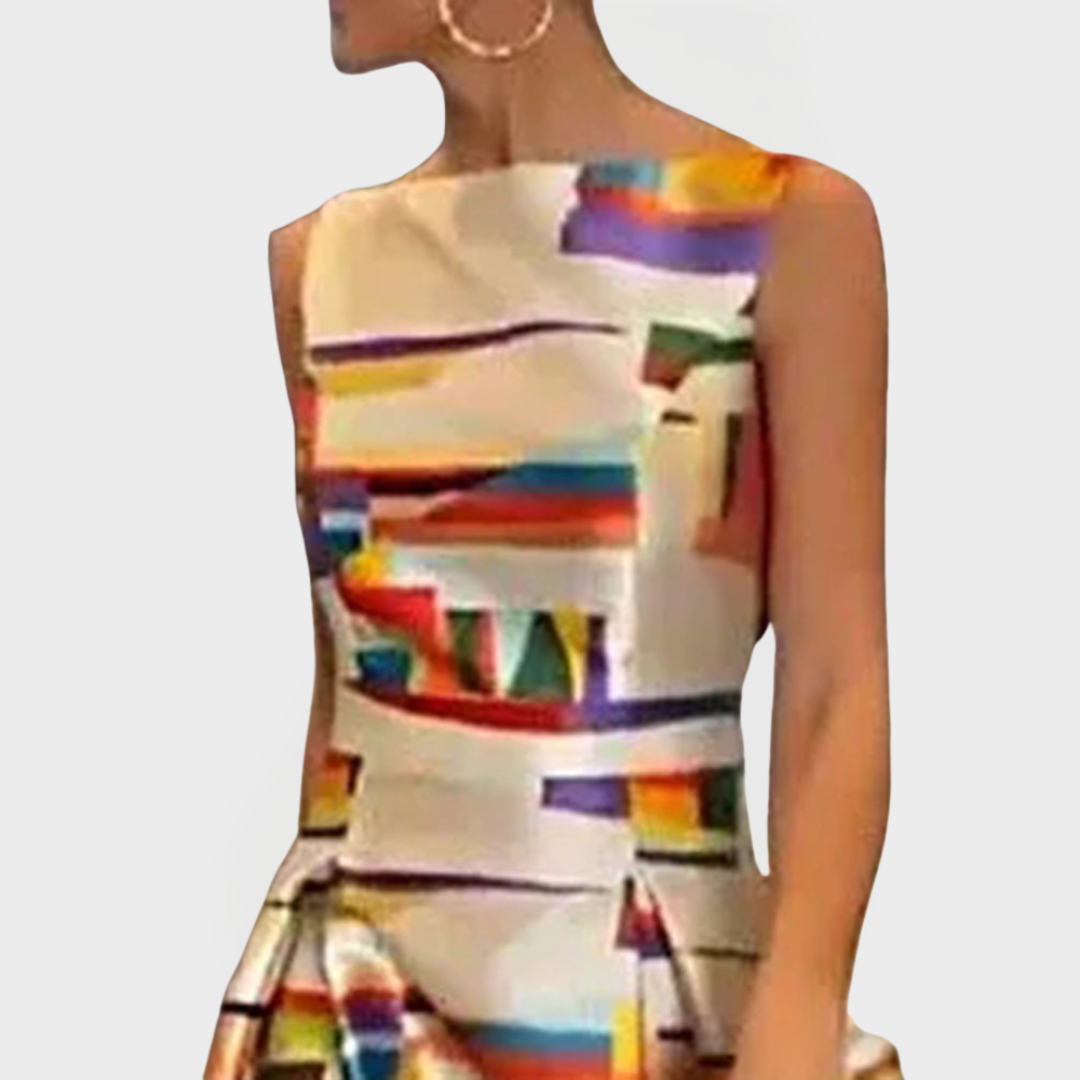 Aisling – Long Dress with Geometric Pattern