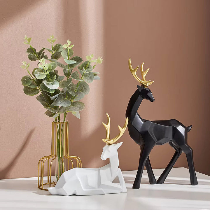 Geometric Deer Figurines (Pair)