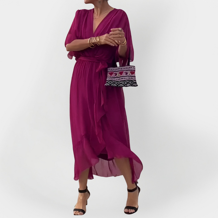 Sinéad – Silk Dress with V-Neck