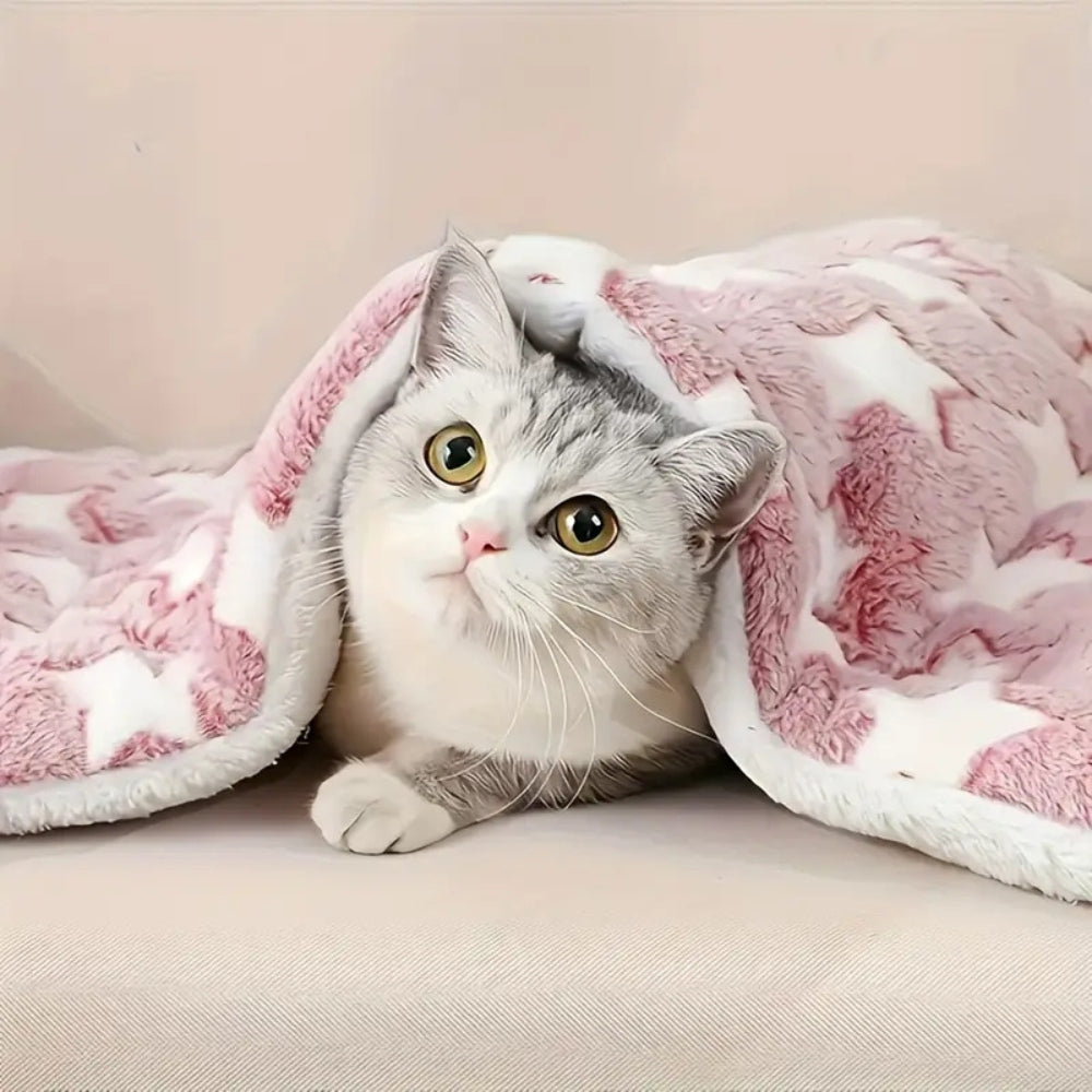 Warm Fleece Blanket for Dogs and Cats with Stars