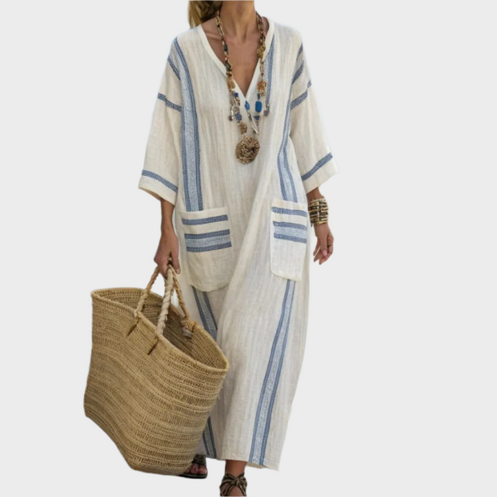 Órla – Kaftan with Stripes and Oversized Pockets