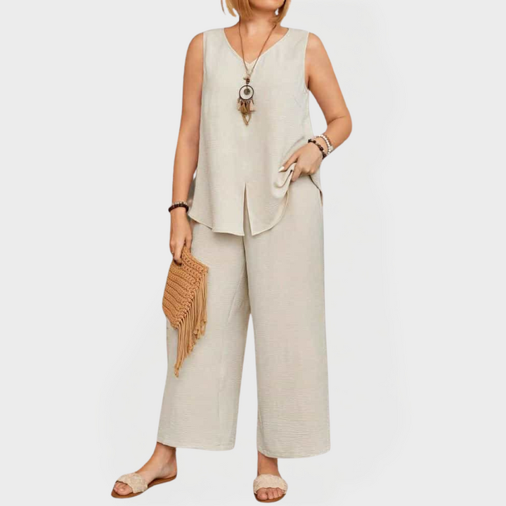 Aoife – Sleeveless Top and Wide Trousers Set