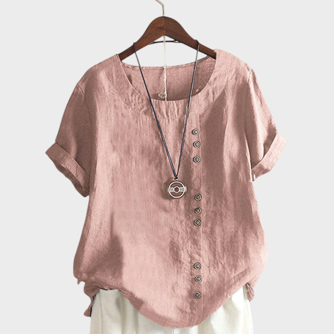 Mirna – Short Blouse with Retro Details