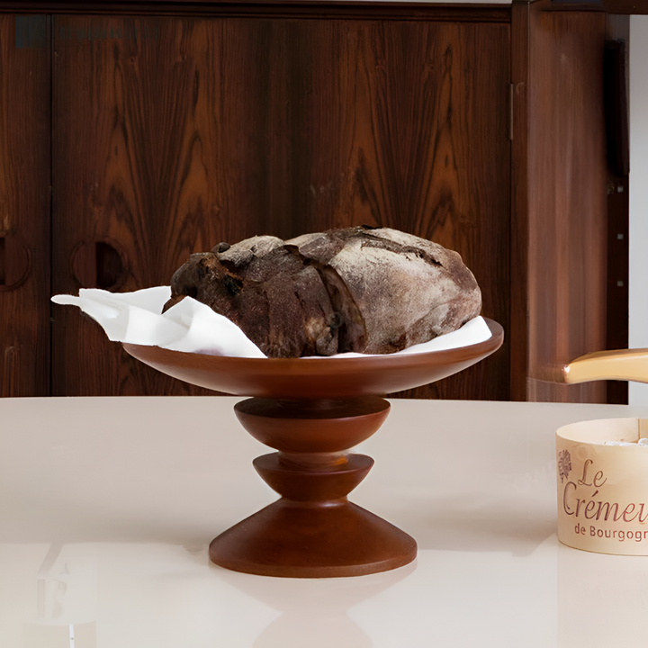 Wooden Footed Serving Bowl
