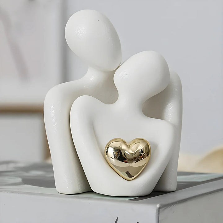 Loving Couple Figurine with Gold Heart