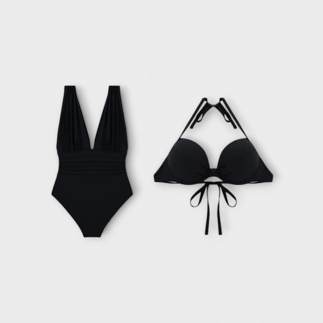 Clíodhna – Shaping Swimsuit with Deep Neckline and Adjustable Straps
