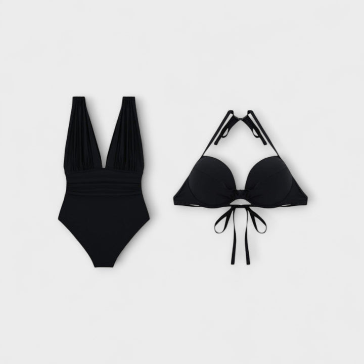 Clíodhna – Shaping Swimsuit with Deep Neckline and Adjustable Straps