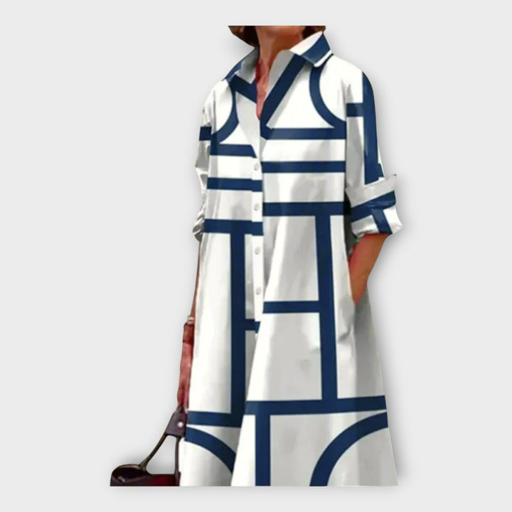 Ciara – Handmade Dress with Geometric Pattern