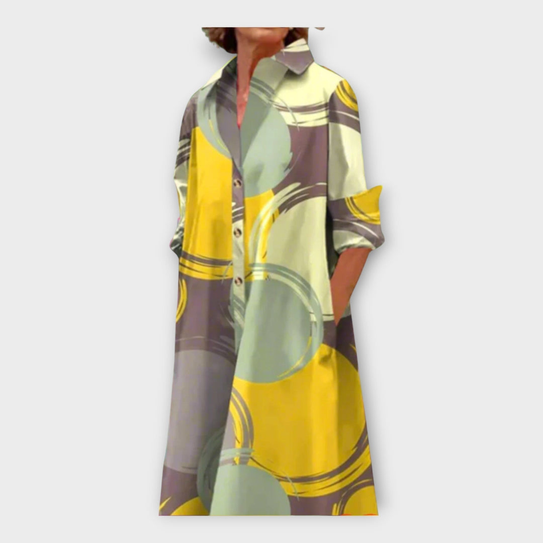 Ciara – Handmade Dress with Geometric Pattern