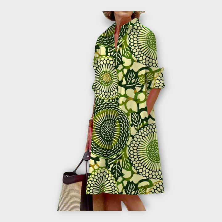 Ciara – Handmade Dress with Geometric Pattern