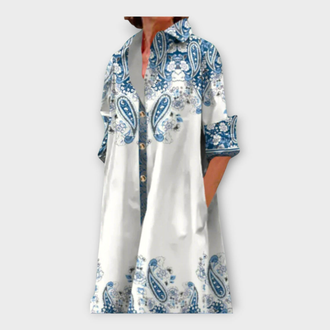 Ciara – Handmade Dress with Geometric Pattern