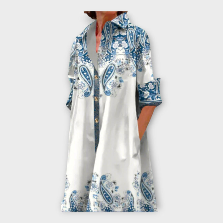 Ciara – Handmade Dress with Geometric Pattern