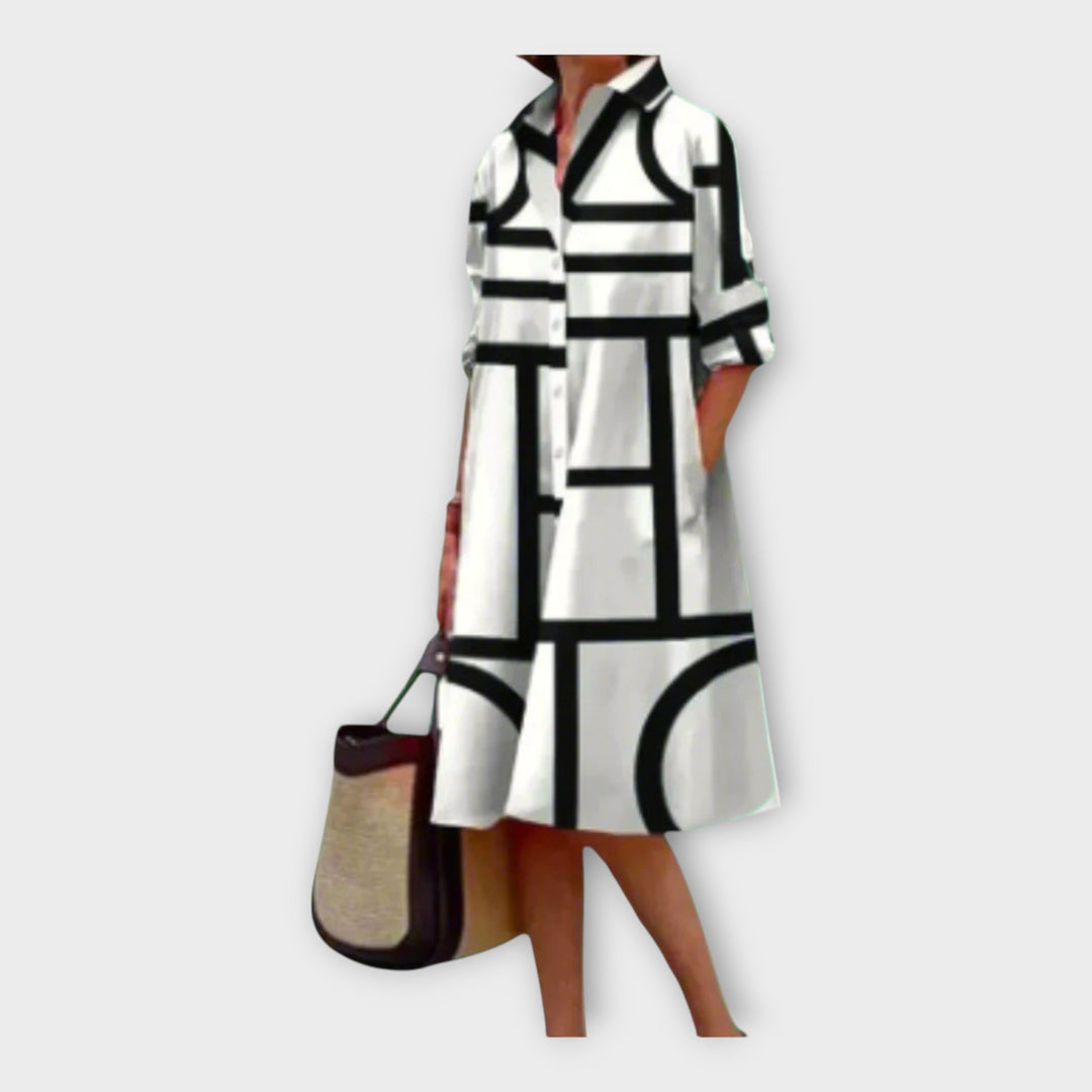 Ciara – Handmade Dress with Geometric Pattern