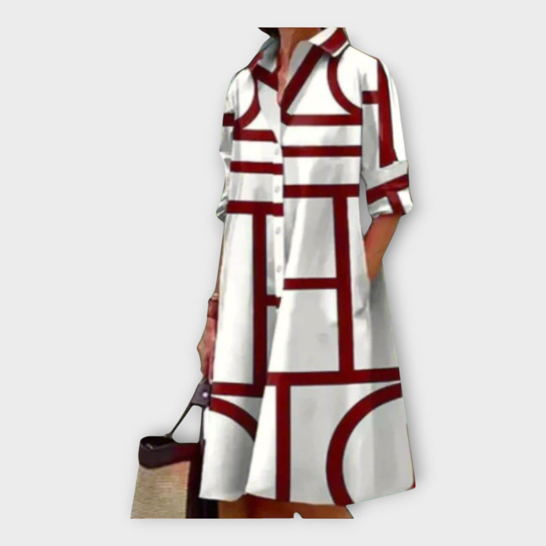 Ciara – Handmade Dress with Geometric Pattern