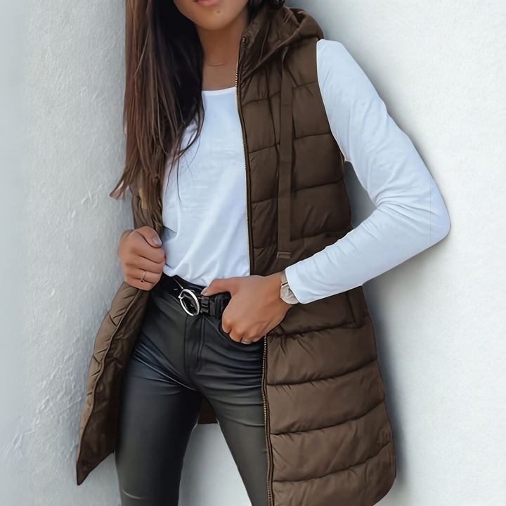 Raquel – Casual Long Sleeveless Hooded Gilet