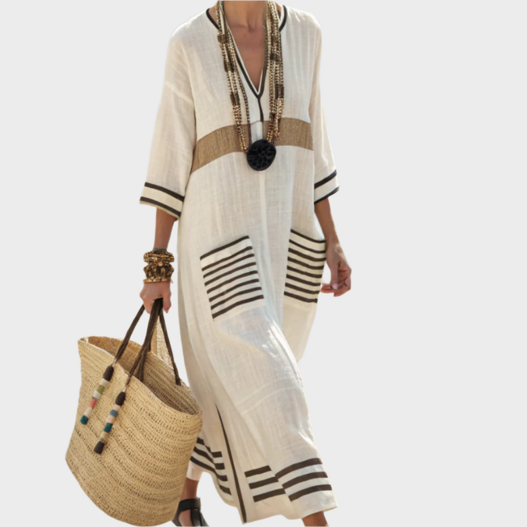Órla – Kaftan with Stripes and Oversized Pockets