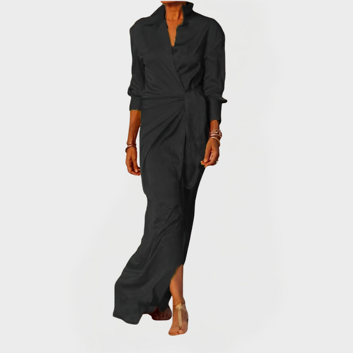 Sadhbh – Elegant Satin Evening Dress with Bow