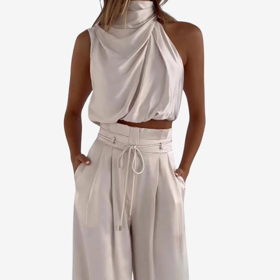 Ora – Palazzo Trousers with Crossover Top