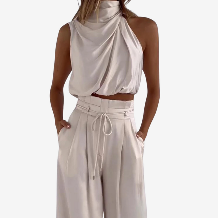 Ora – Palazzo Trousers with Crossover Top