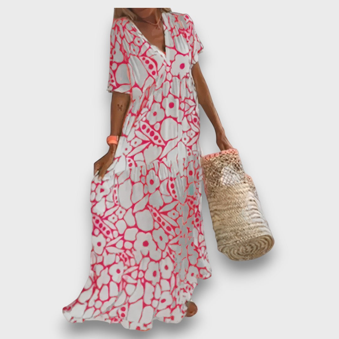 Nuala – Long Floral Dress with Buttons