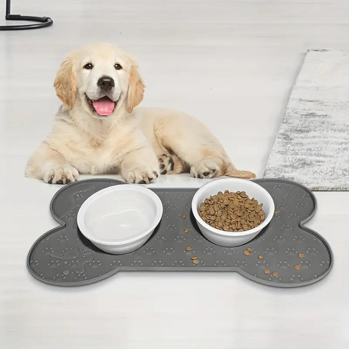 Bone-Shaped Silicone Pet Bowl Mat