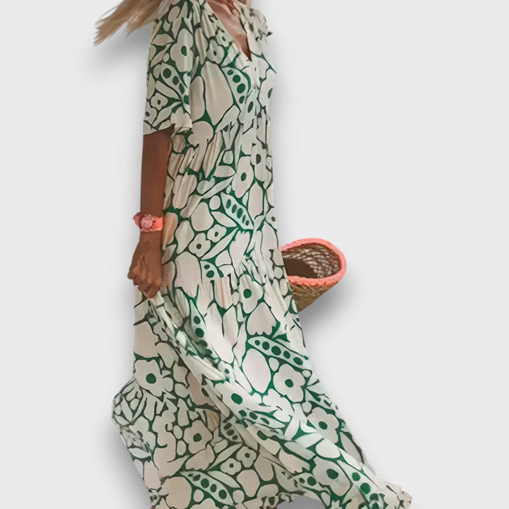Nuala – Long Floral Dress with Buttons