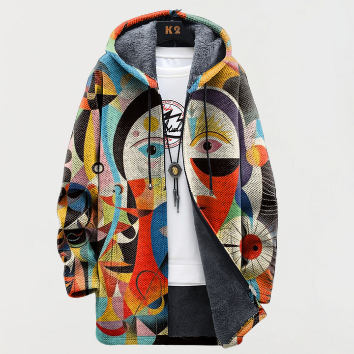 Roise – Hooded Jacket with Abstract Art Print