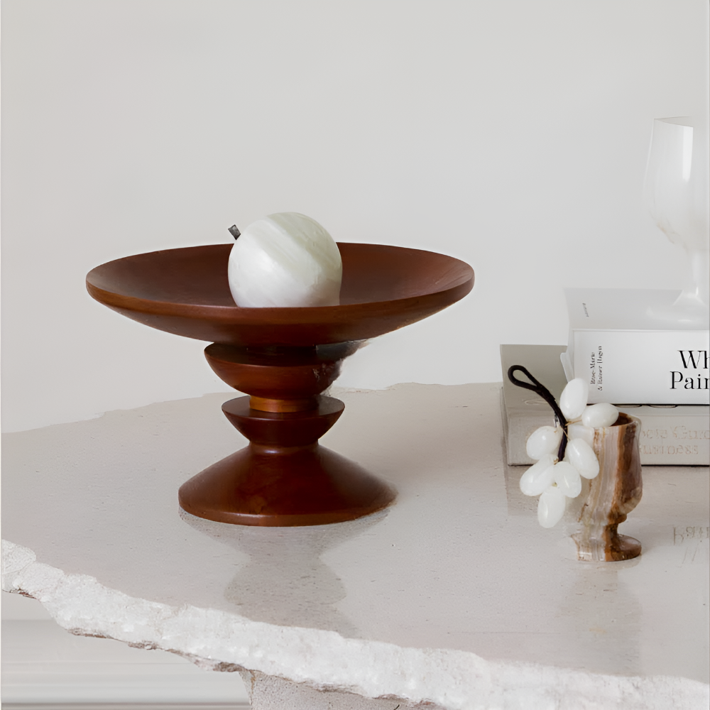 Wooden Footed Serving Bowl