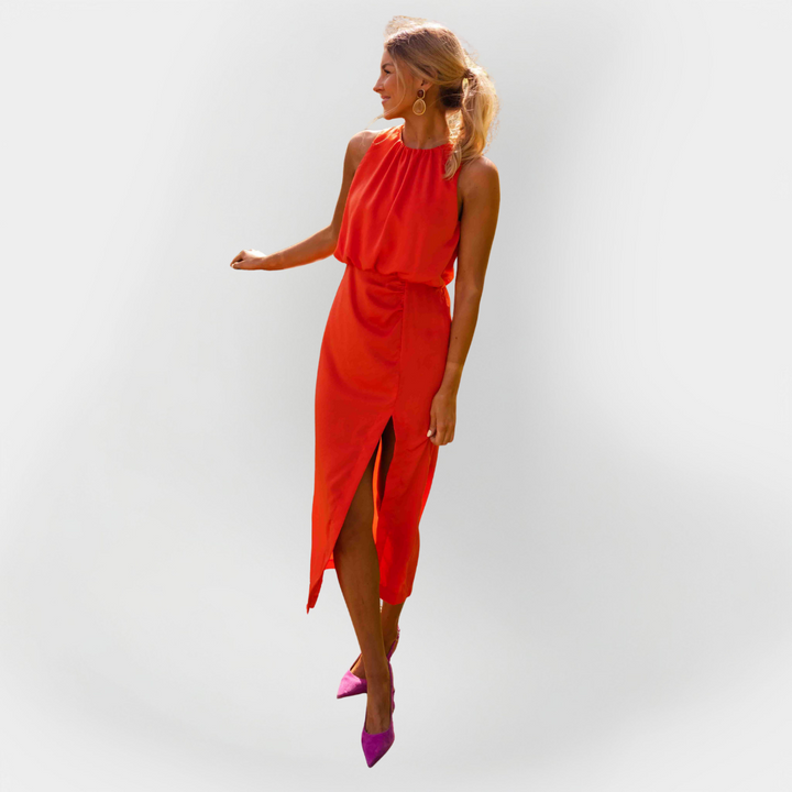 Róisín – Halter Dress with Front Slit