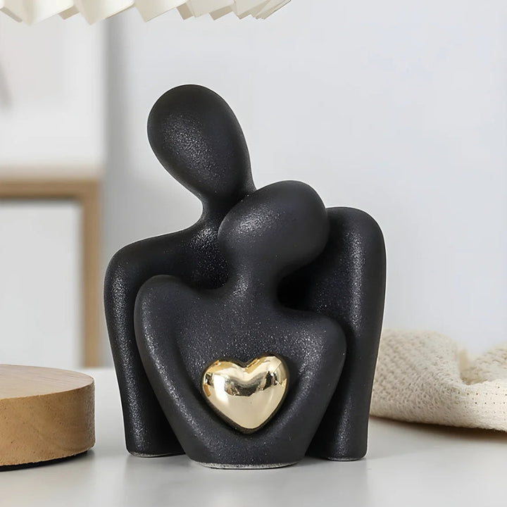 Loving Couple Figurine with Gold Heart