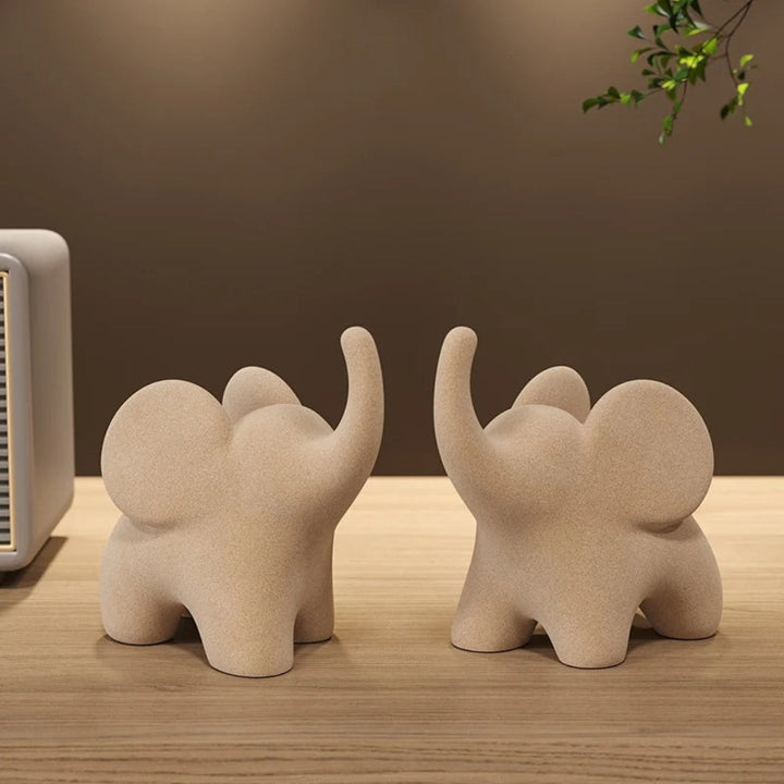 Ceramic Elephant Figurines (Pair)