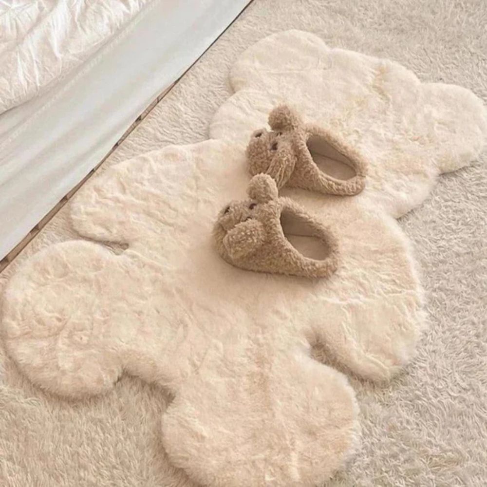 Fluffy Teddy Bear Rug – White