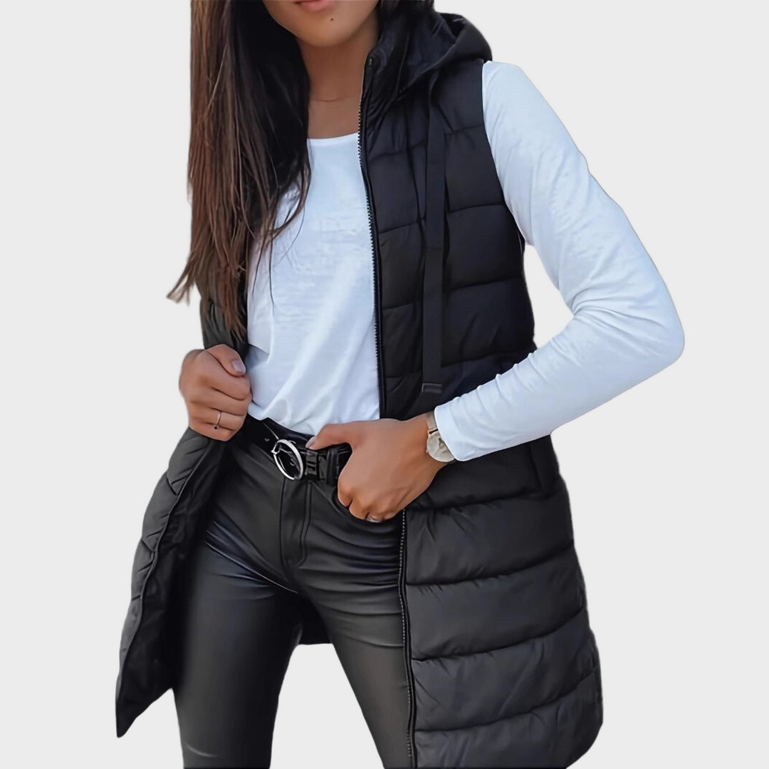 Raquel – Casual Long Sleeveless Hooded Gilet