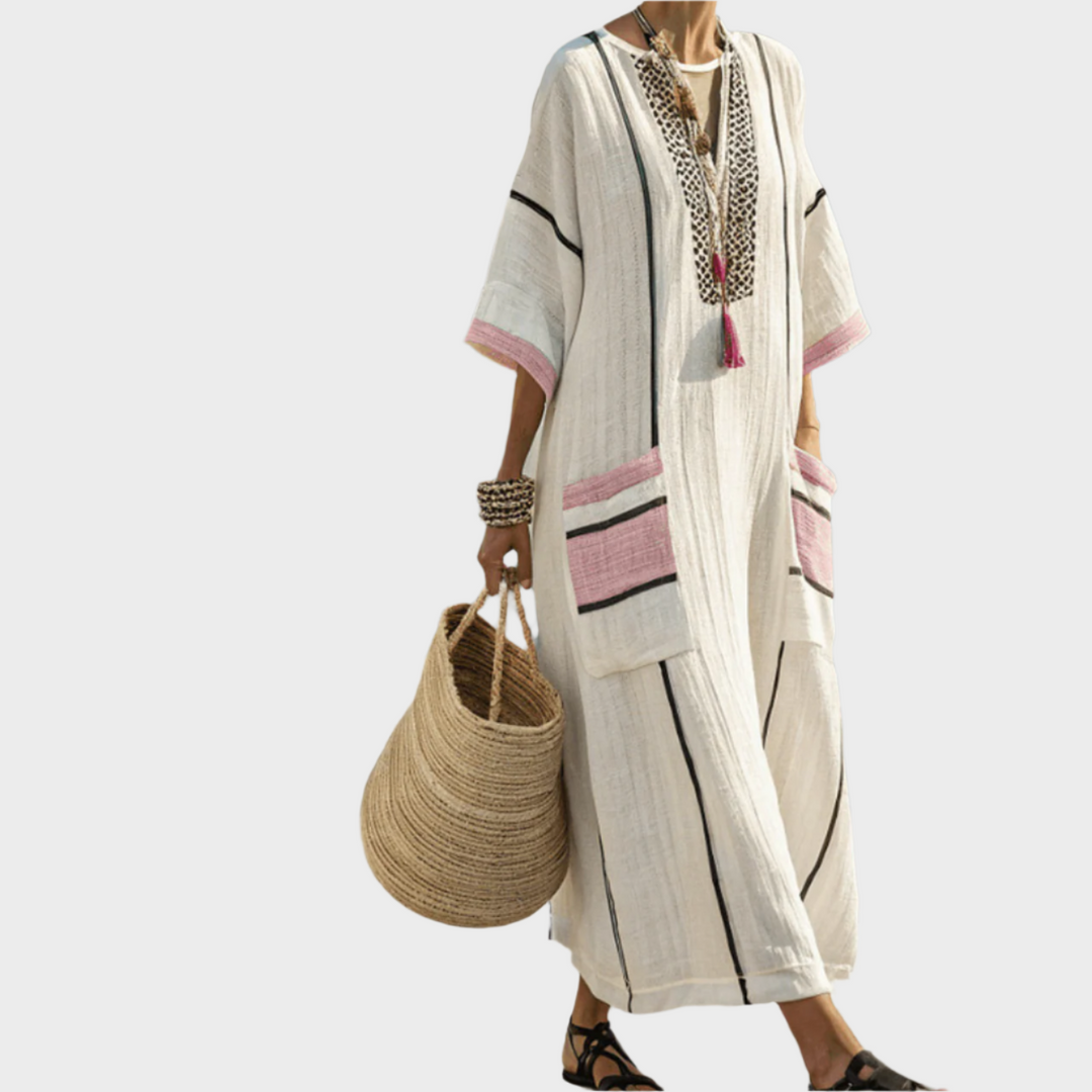 Órla – Kaftan with Stripes and Oversized Pockets