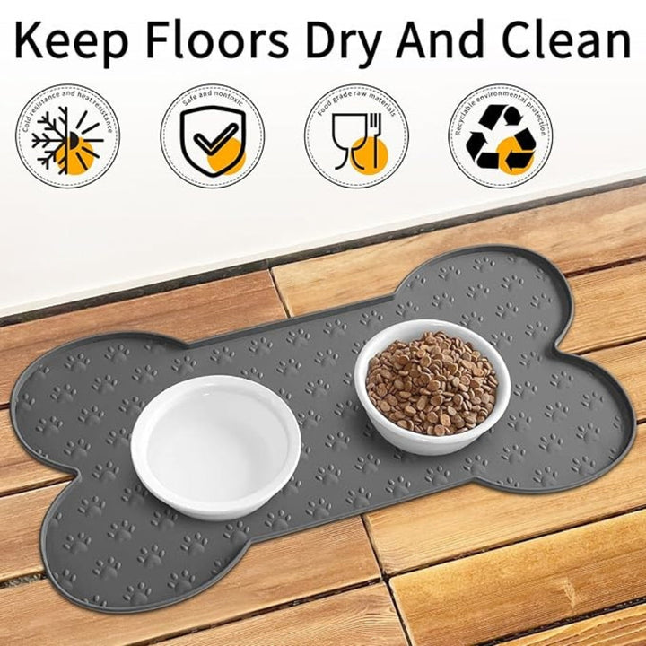 Bone-Shaped Silicone Pet Bowl Mat