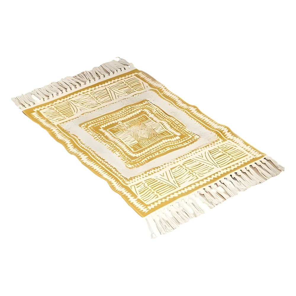 Boho Cotton Rug with Tassels – Yellow