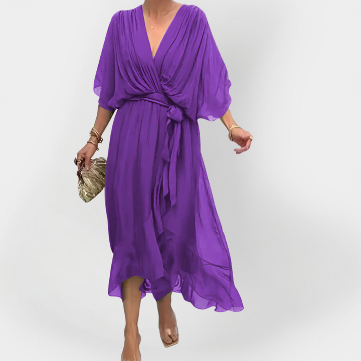 Sinéad – Silk Dress with V-Neck