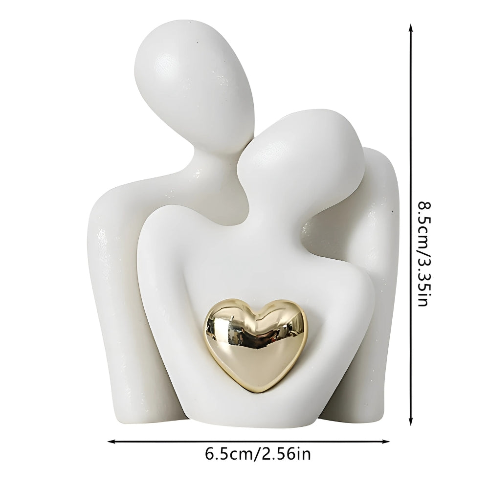 Loving Couple Figurine with Gold Heart