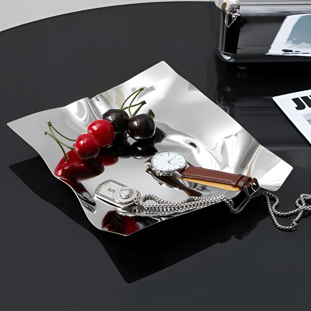 Silver Stainless Steel Decorative Tray